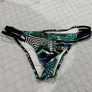 Express Green and Blue Patterned Bikini Bottom